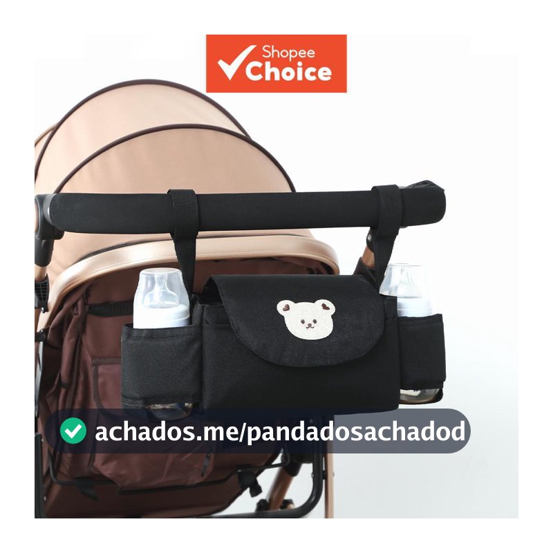 Bolsa suspensa para carrinho de bebê, organizador e cesto de armazenamento para carrinhos, bolsa porta-garrafas para