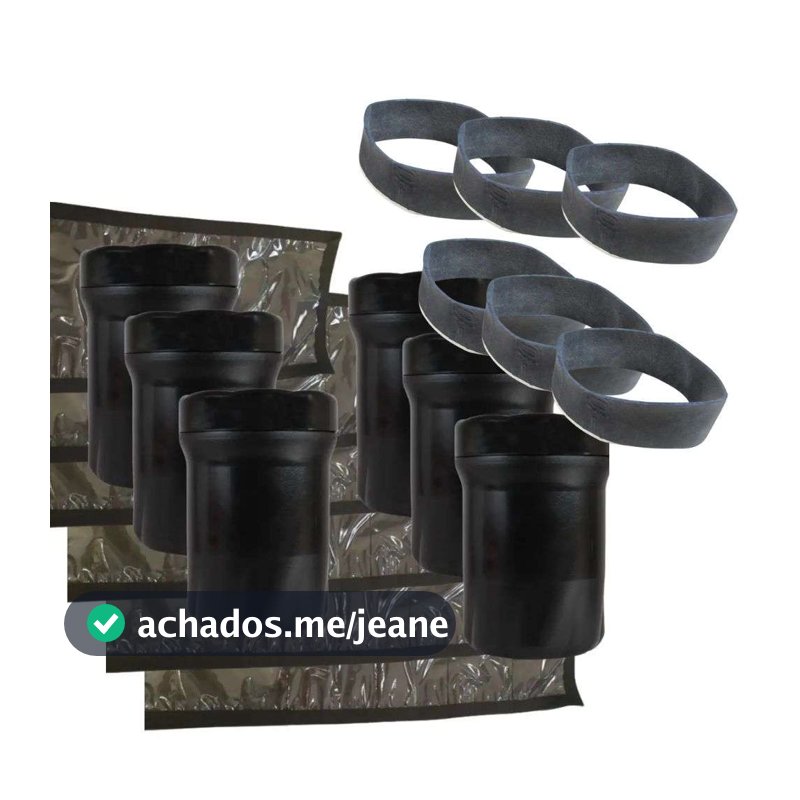 Kit 6 Potes Médios + 6 Ligas de Borracha + 6 Organizadores Militar Pretos