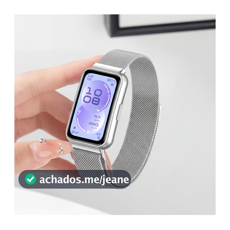 Pulseira Milanese Loop Para Smartwatch Huawei Band 11/11 Pro Magnético Aço Inoxidável Metal Substituição Cinto Banda Pul