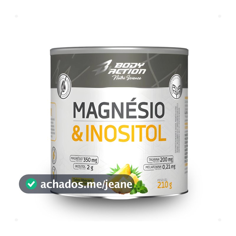 Magnésio Inositol 210g + Melatonina Body Action - Relaxamento Zero Açúcar Zero Glúten