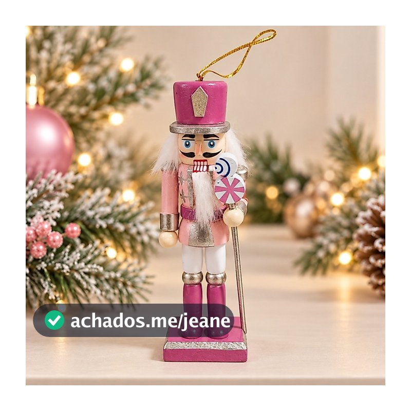 Soldadinho Quebra-Nozes Candy Color Em Madeira Pintado A Mão Para Decoração Natal Pendurar Na Árvore 13cm por 4,5cm