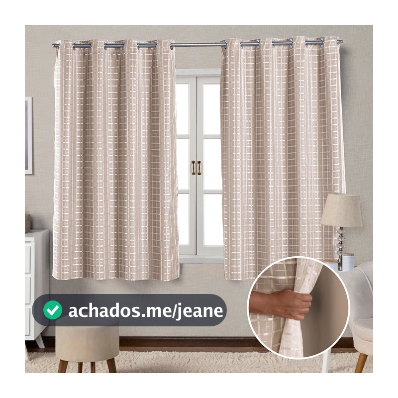 Cortina Para Sala Blecaute 2,00x1,30 Blackout Para Quarto Com Voal Xadrez