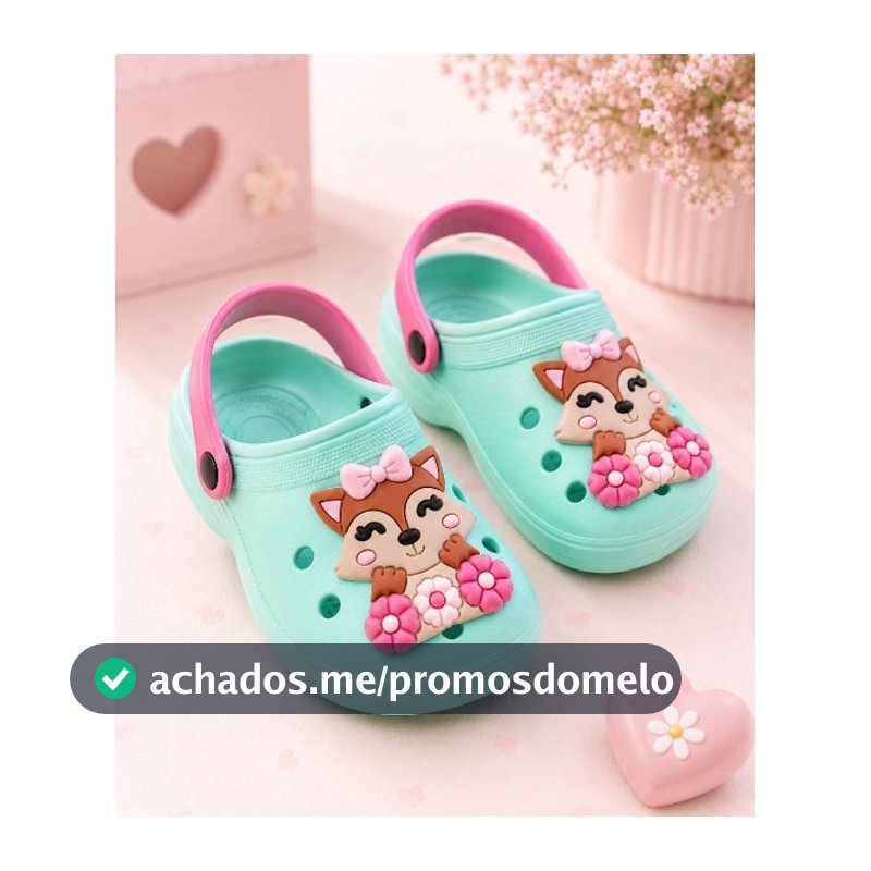 Sandália Infantil Feminina Babuche Para Menina Papete Raposinha feliz Confortável