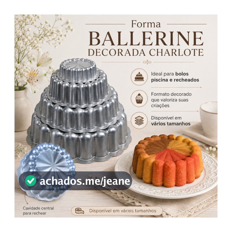 Forma Ballerine Charlote Caparroz Varios Tamanhos Alumínio Bolo Piscina Recheado Decorado Confeitaria