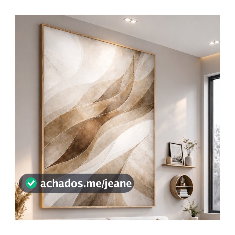 Quadro Decorativo de Parede Abstrato Grande 90x60 Com Vidro e Com moldura MDF para Sala de Estar