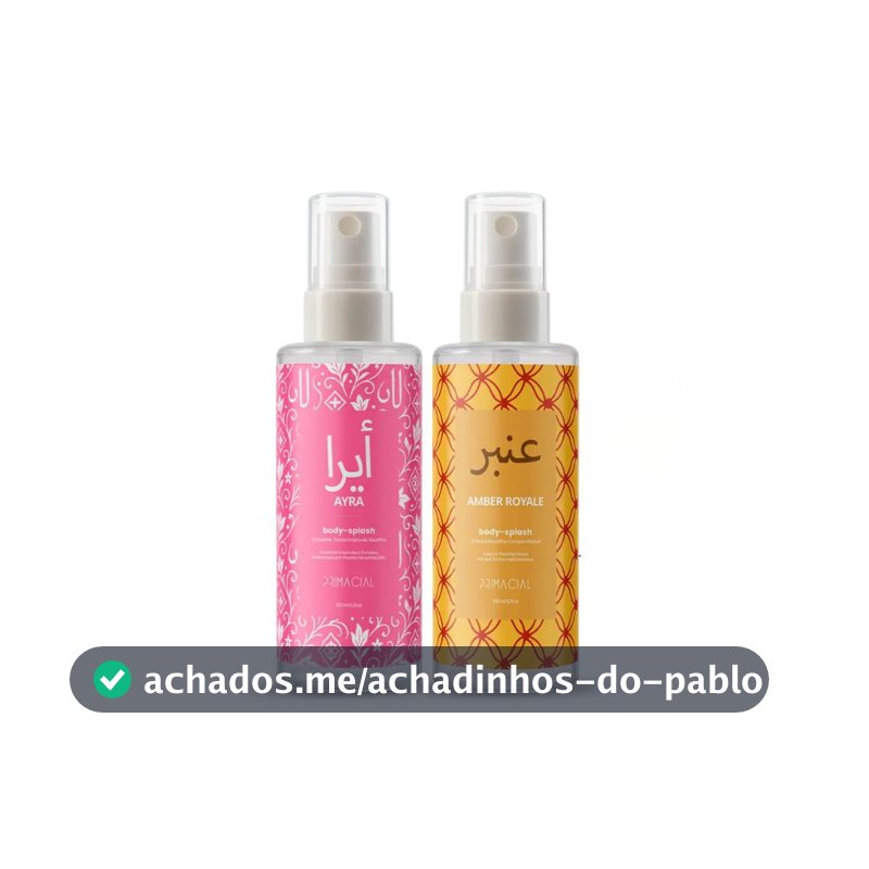 Kit 2 Body Splash Árabe Ayra+ Amber Royale 100ml By Primacial - Perfume Oriental