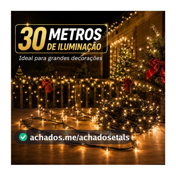 Pisca Pisca Strobo BIvolt 30 Metros 300 LEDs Fio Verde Branco Quente Efeito Natalino