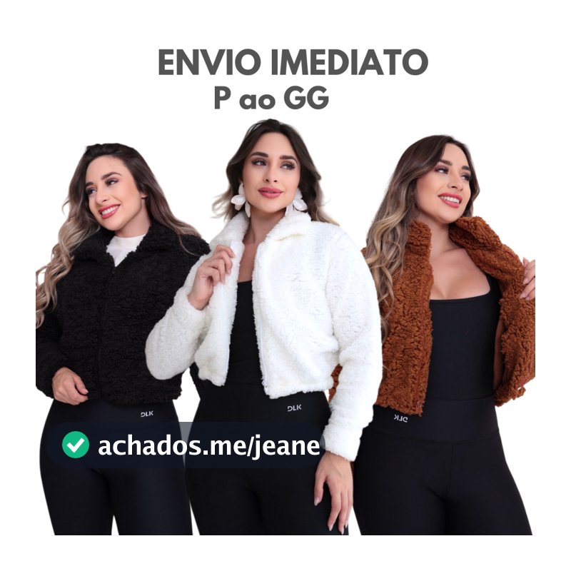 Casaco Teddy De Pelinho Gola Jaqueta Curta Feminina Inverno Tedy Ted Croped Branca Marrom Preto Rosa  Inverno Alta