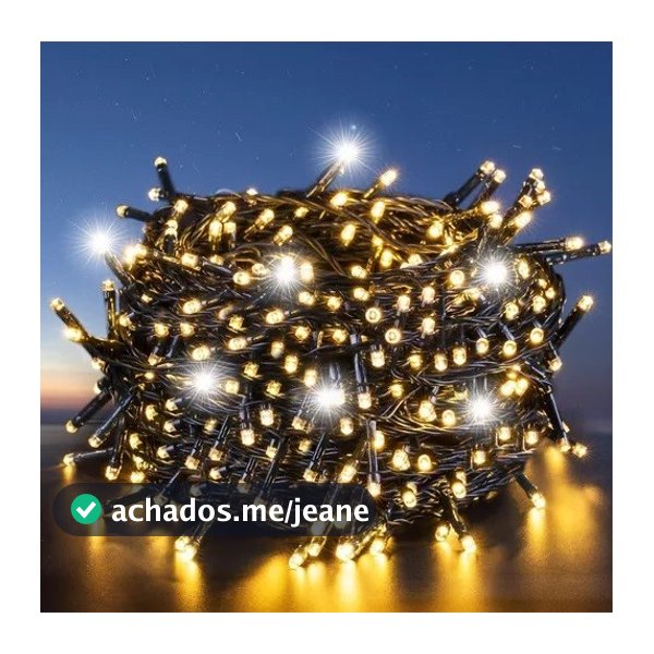 Cordão Pisca Strobinho 10 metros Luz Branco Quente ou Branco Frio 100 LEDs Fio Verde C/ Emenda