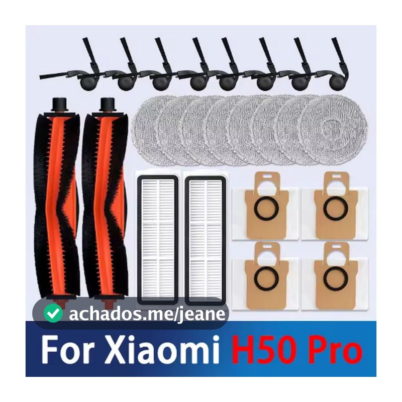 Para Xiaomi H50 PRO/OV42GL H50 Robô Aspirador De Pó Acessórios Escova Lateral Principal Mop Pano Filtro Saco Peças