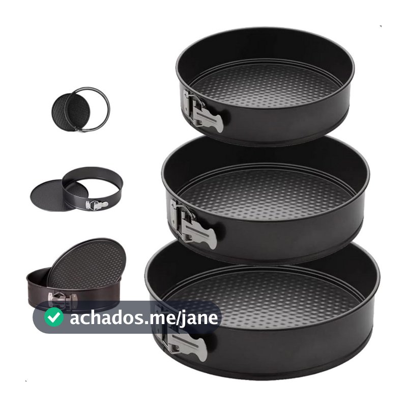 Kit 3 Formas com Fundo Removível Antiaderente com Fundo Removível para torta Bolo
