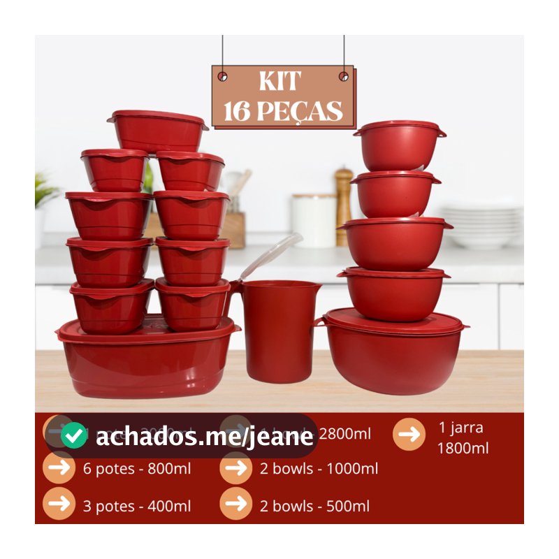 Kit Jogo de Cozinha c/16 Peças Potes de Plastico Hermetico Resistente Ideal Para Armazenar Alimentos
