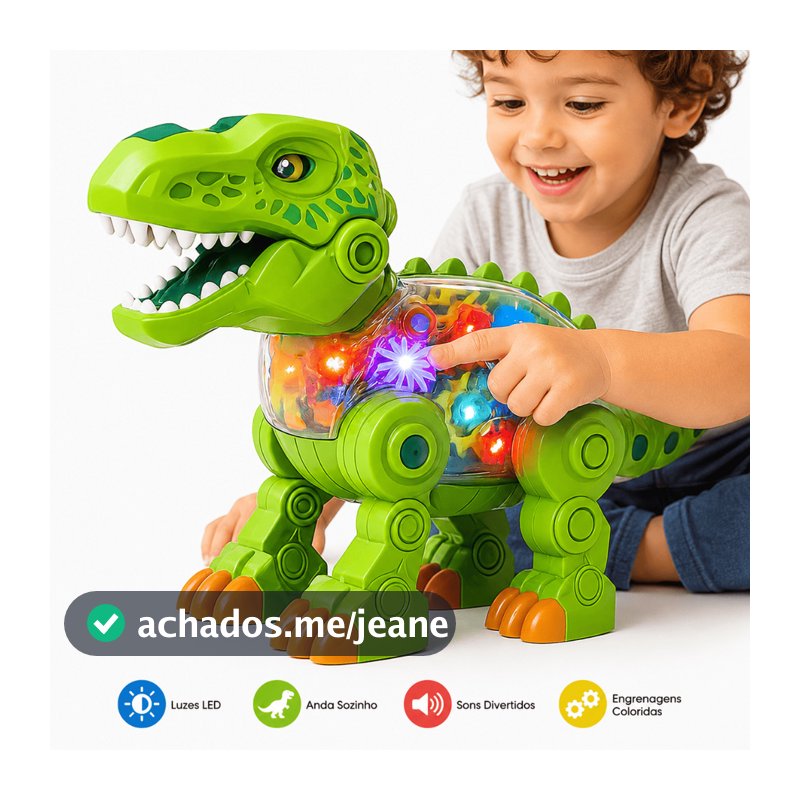 Dinossauro Grande com Som e Luz Brinquedo Interativo para Menino com Mecanismo