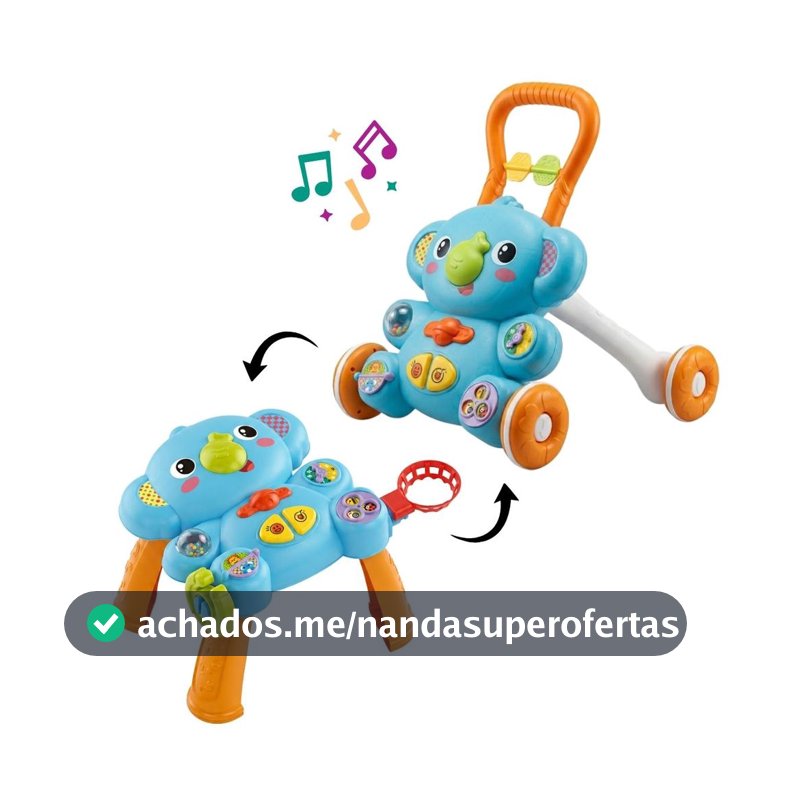 Andador Bebê Empurrar 2 em 1 Mesa de Atividades Musical Brinquedo Interativo Maxi Baby