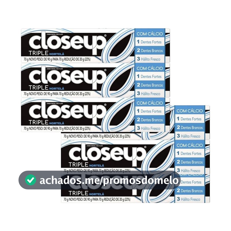 Kit 6 und Creme Dental Close Up Triple Hortelã 70g