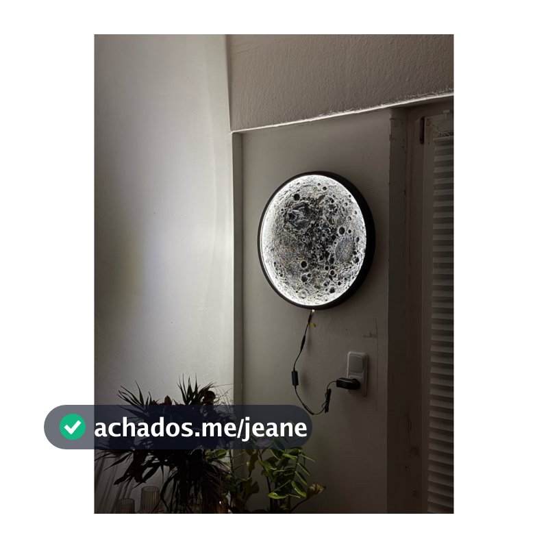 Quadro Lunar Iluminado LED Lua 3D Decorativo Parede Luminária Lua Cheia Decoração Quarto Sala