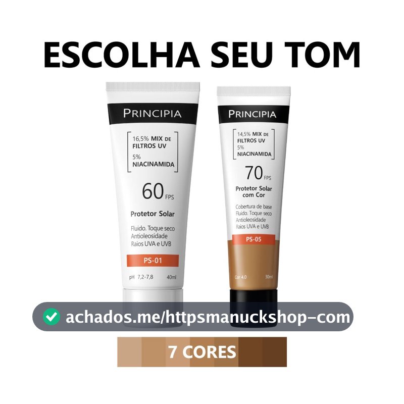 Principia Kit Protetor Solar PS-01 FPS 60 + PS-05 FPS 70- escolha seu tom