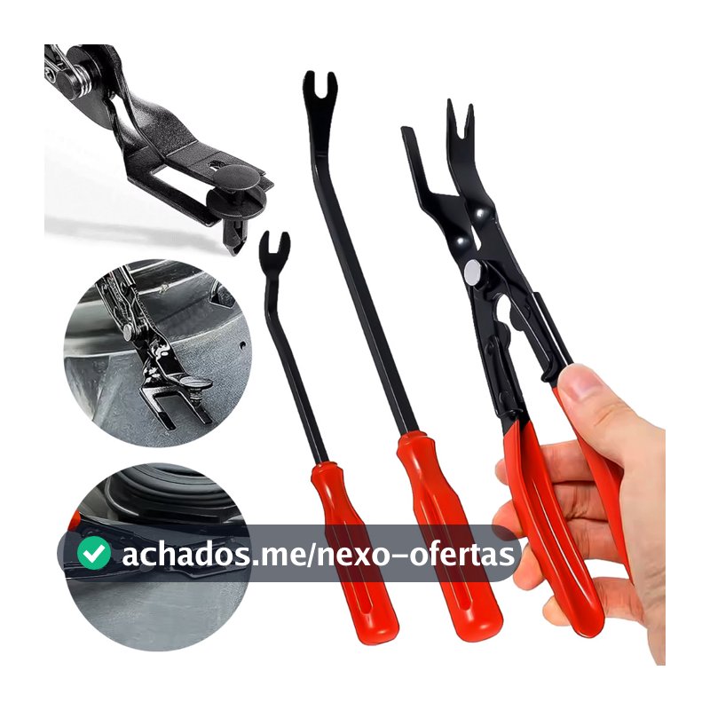 Kit 3 Ferramentas 2 Chaves  Alicate Removedor Forro Carro