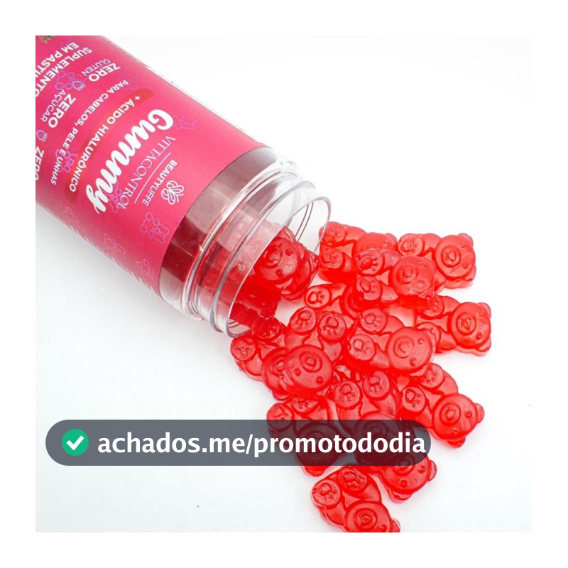 VittaControl Gummy ZERO Vitamina Cabelo, Unhas e Pele com Ácido Hialurônico Apenas 1 Goma ao dia