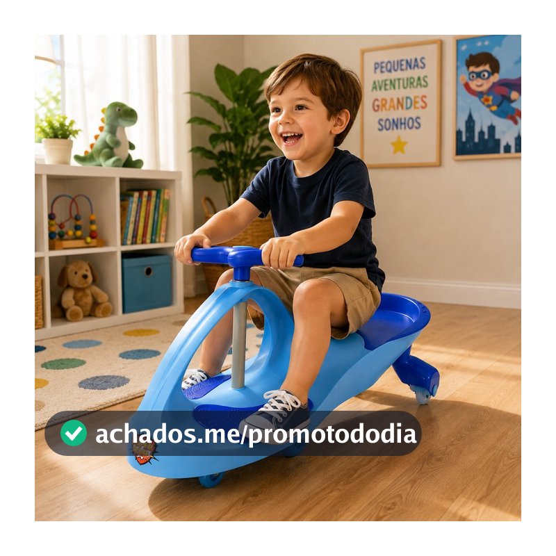 Carrinho Rolimã Infantil Super-Car Giratório Brinquedo Rosa Azul Lilás Amarelo Vermelho com Led Até 100kg