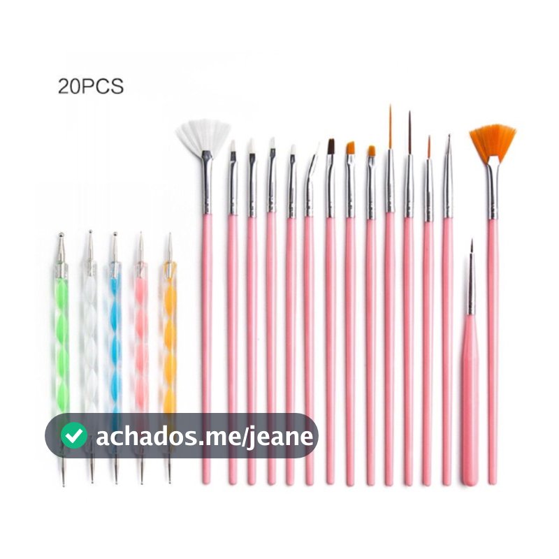 Kit 15 Pincéis + 10 Boleadores Em 5 Pincéis Manicure Desenho