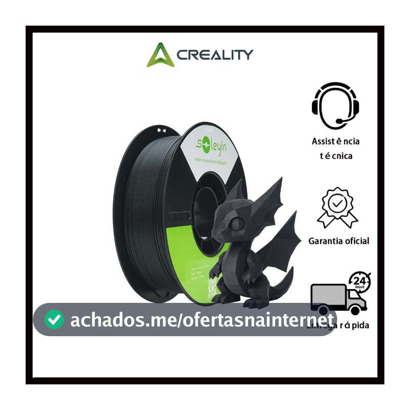 Creality Soleyin Ultra PLA 1.75mm Filamento Impressora 3D -Alta Velocidade 300mm/s - Sem Entupimento