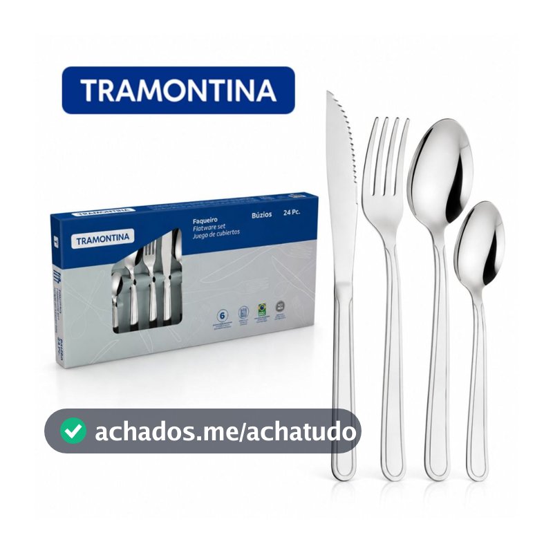 Kit Conjunto Jogo De Faqueiro Búzios 24 Peças Aço Inox Tramontina