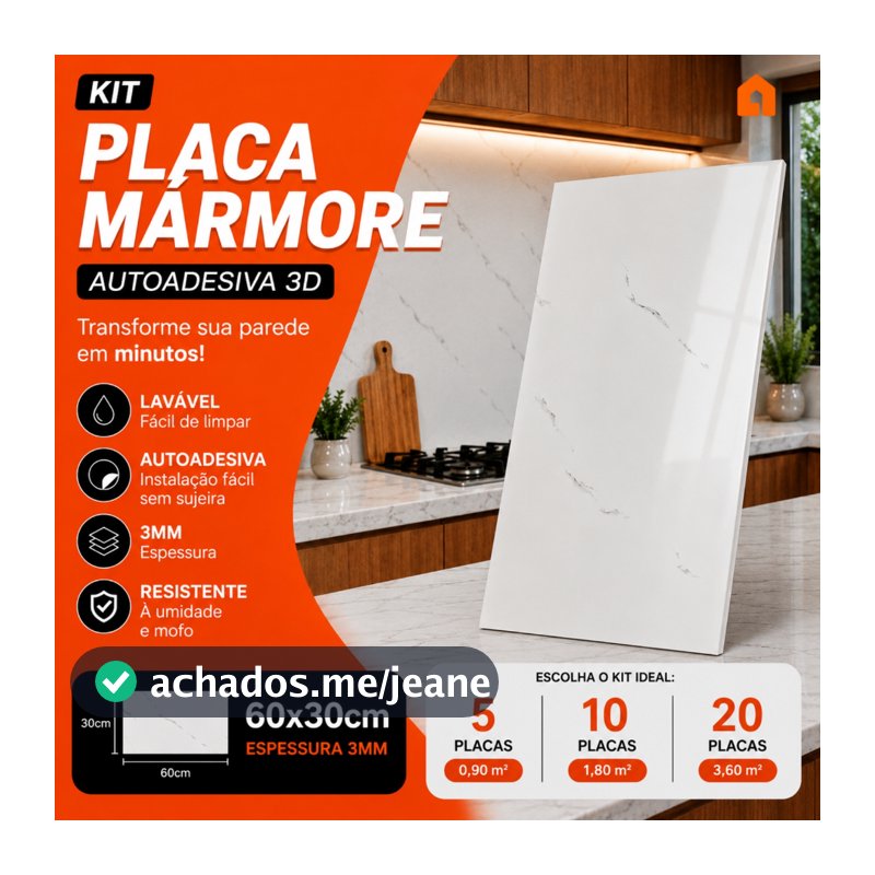 Kit 5-10-20 Placas Mármore Autocolante 3d Vinílico Adesivo 60x30 Revestimento Parede Decoração Lavável