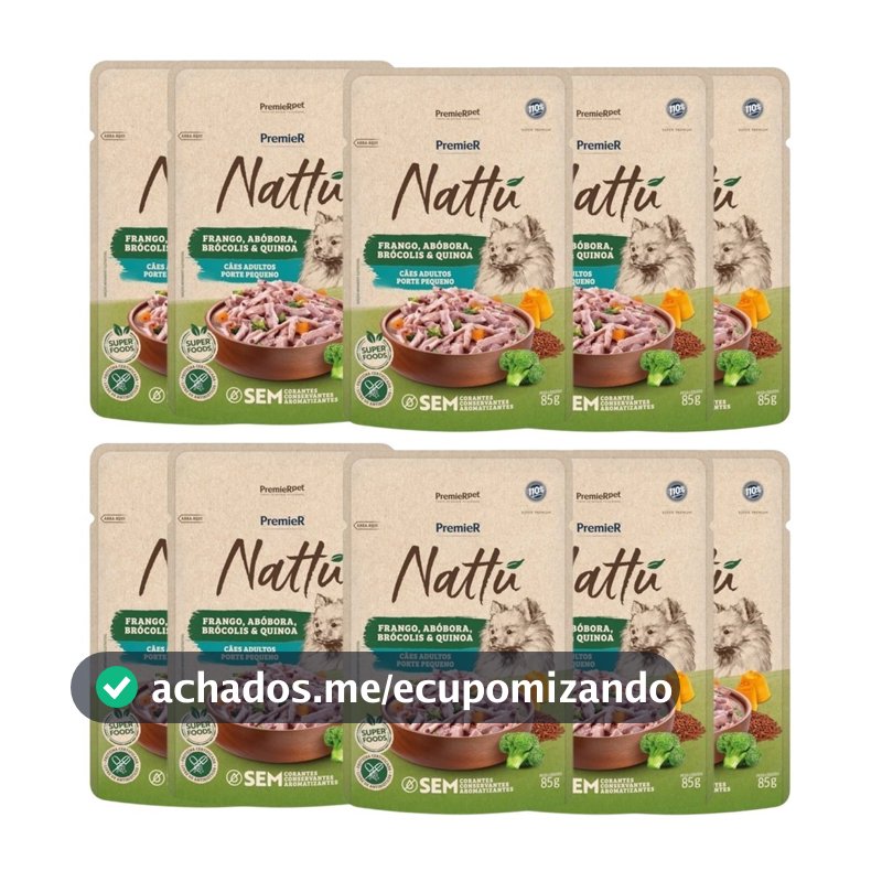 Premier Nattu Sachê Cães Ad Porte Peq Frango Abóbora 10UN