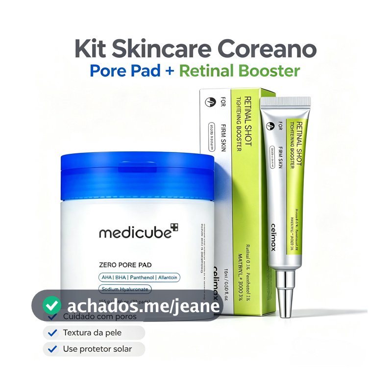 Medicube Zero Pore Pad 70Pads AHA BHA Toner Esfoliante + Celimax Retinal Shot Tighting Booster Soro 2026