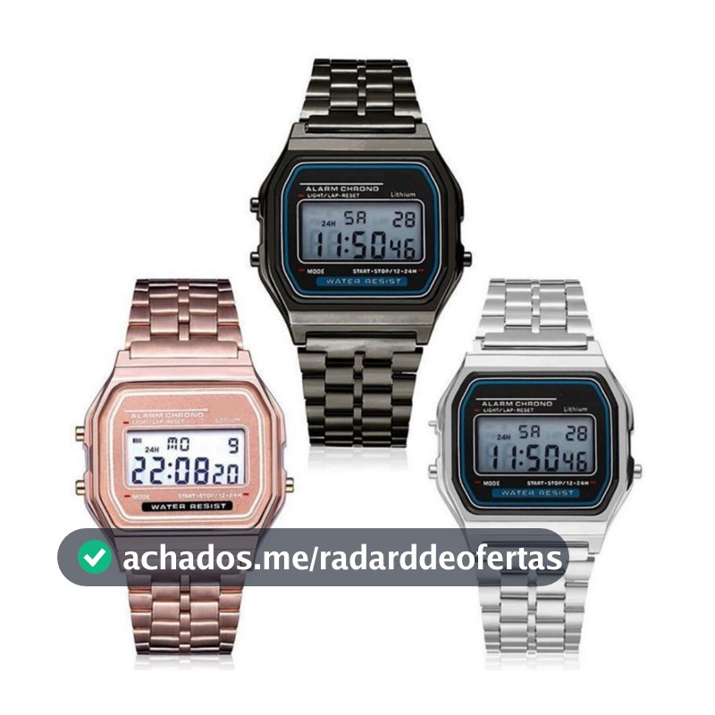 Relógio Digital Mini Vintage Retrô Eletrônico Todo em Aço Masculino Feminino Luxo Metálico Unisex