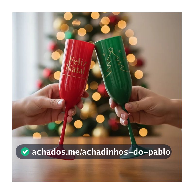 Kit 20 taças champanhe acrílica 190ml Natalinas FESTA NATAL silkadas personalizadas FIM DE ANO