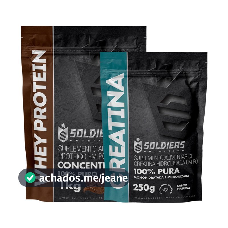 Kit Whey Protein Concentrado 1Kg + Creatina Monohidratada 100% Pura - Soldiers Nutrition