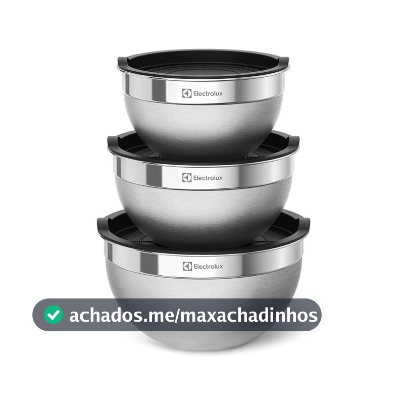 Conjunto Bowls de Inox Electrolux com Tampa Plástica 3 Peças