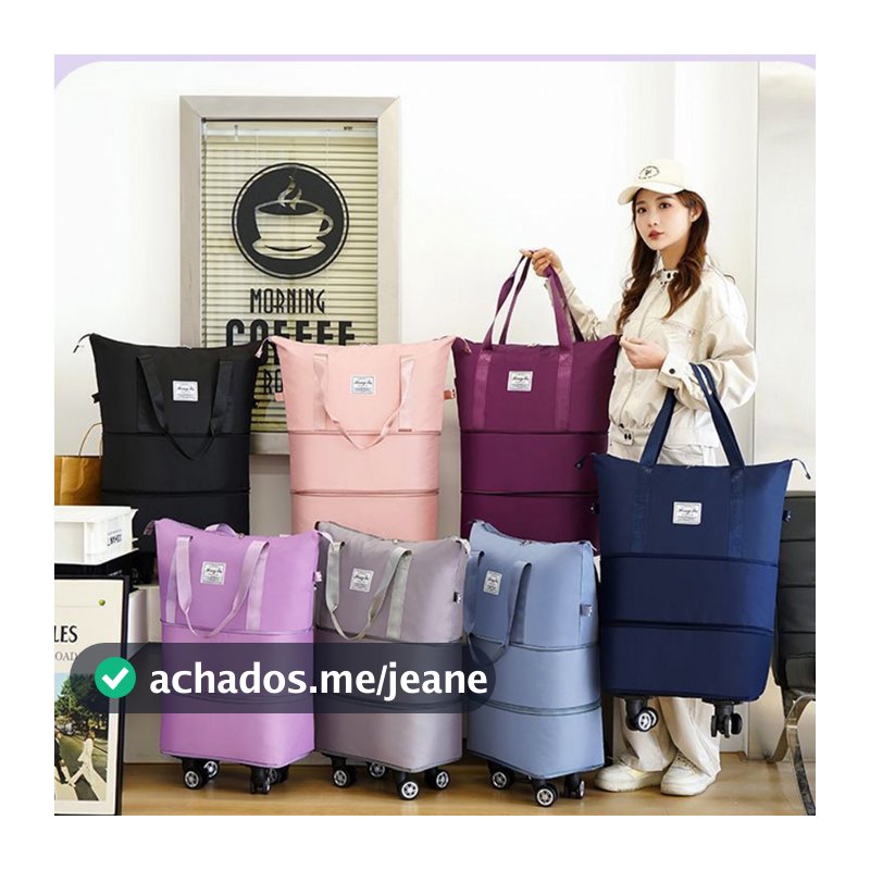 Bolsa De Viagem Multifuncional Dobrável De Grande Capacidade Impermeável com Rodinhas