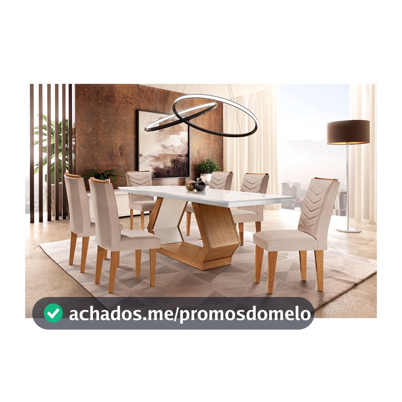 Conjunto Mesa de Jantar 6 Cadeiras Tampo MDF Retangular Rufato Alvorada Londrina