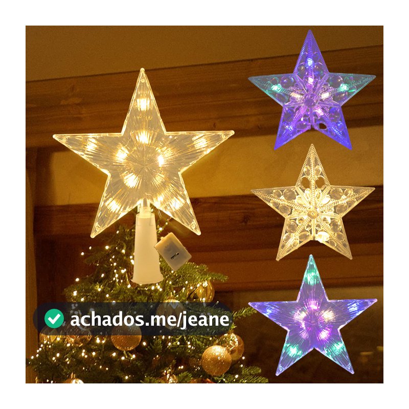 Decoração De Feliz Natal-Luzes Coloridas Para Topo De Árvore De Lâmpada LED Brilhante Com Estrela De Cinco Pontas-Enfeites Topper Suprimentos Festa De Ano Novo