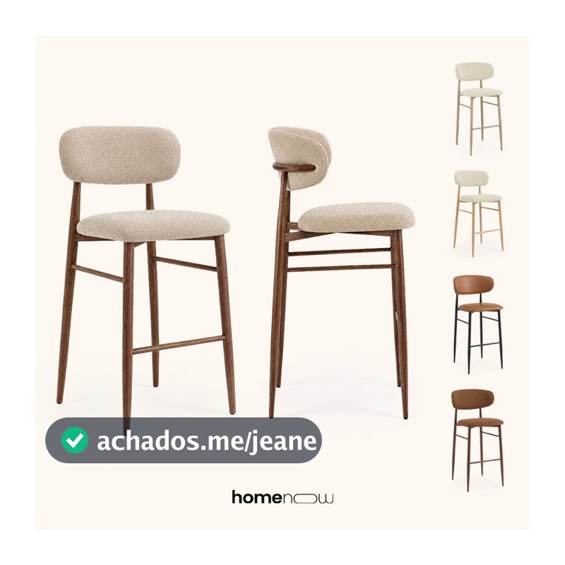 Kit 2 Banquetas Donna HomeNow Estofado em Tecido com Base de Aço