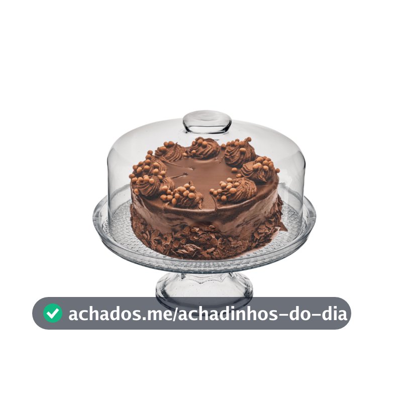 Boleira de Vidro com Pé e Tampa 28cm Vitazza Prato para Bolo, Doces, Sobremesas e Mesa Posta