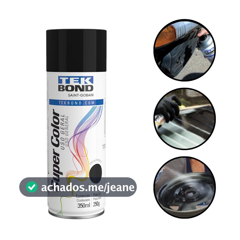 Tinta Spray Preto Fosco Tekbond 350ml/250g