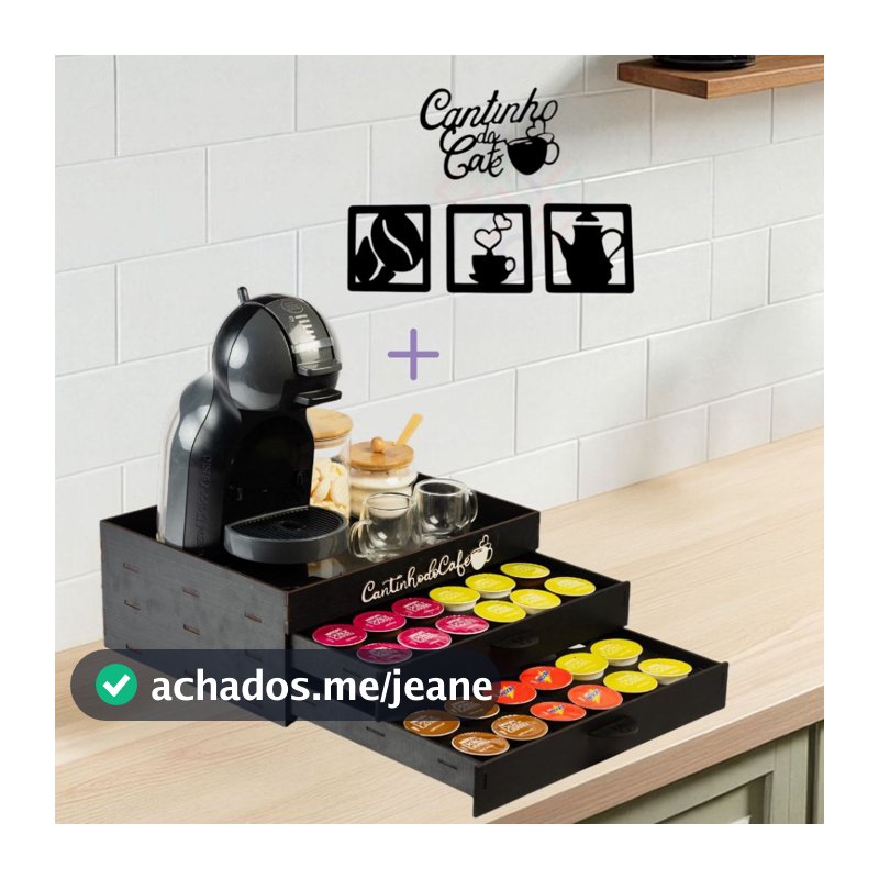 Bandeja Porta 48 Capsula Suporte 2 Gaveta Embutida Compatível Com Dolce Gusto Para Cantinho do Cafe