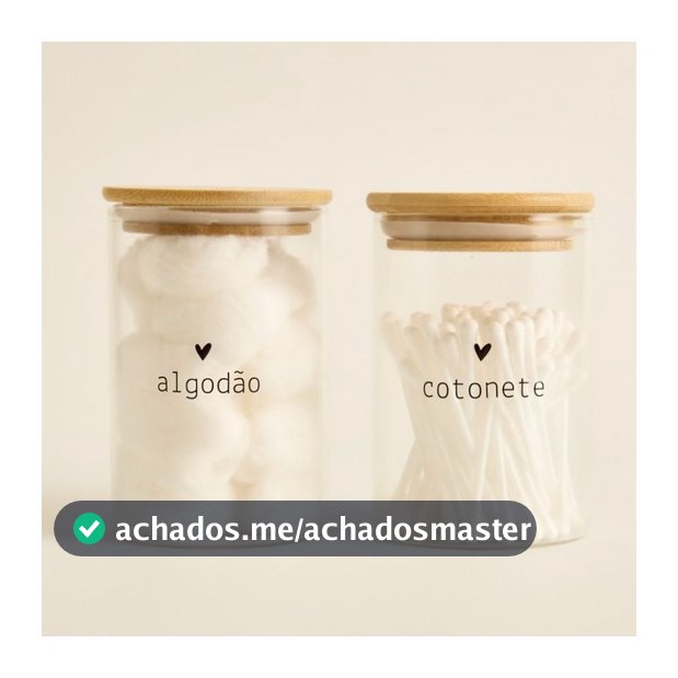Kit Porta Cotonete e/ou Algodão ou Kit 2 Potes Organizador Vidro e Tampa Bambu