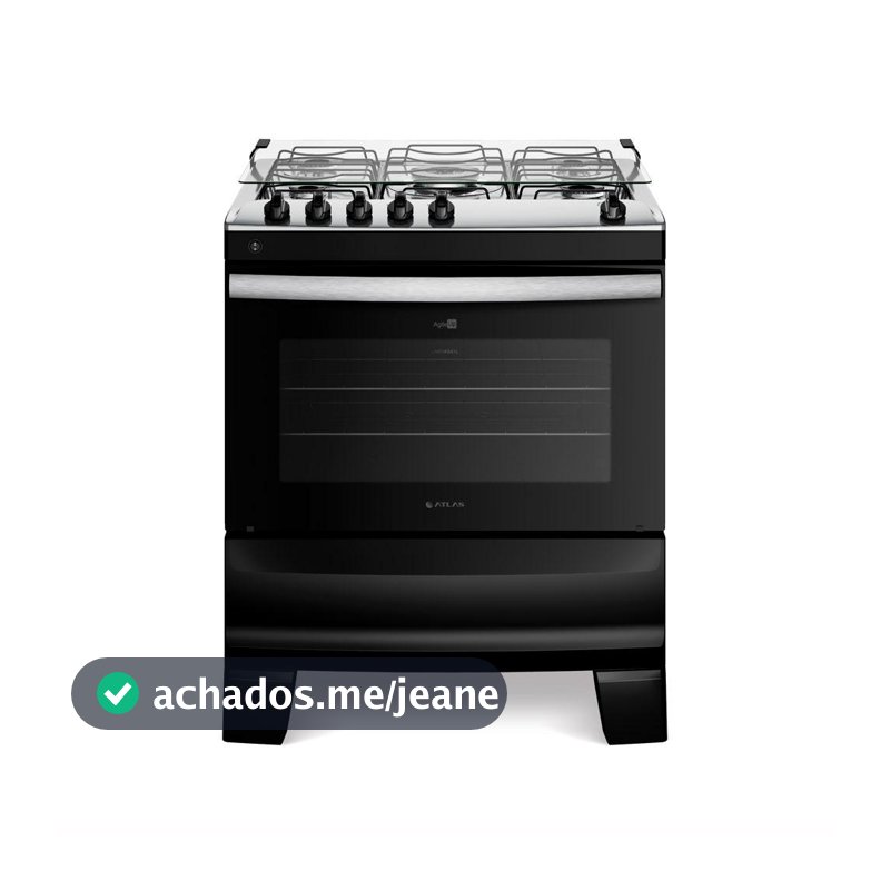 Fogão Atlas 5 Bocas Com Mesa de Inox Agile Up Preto Bivolt