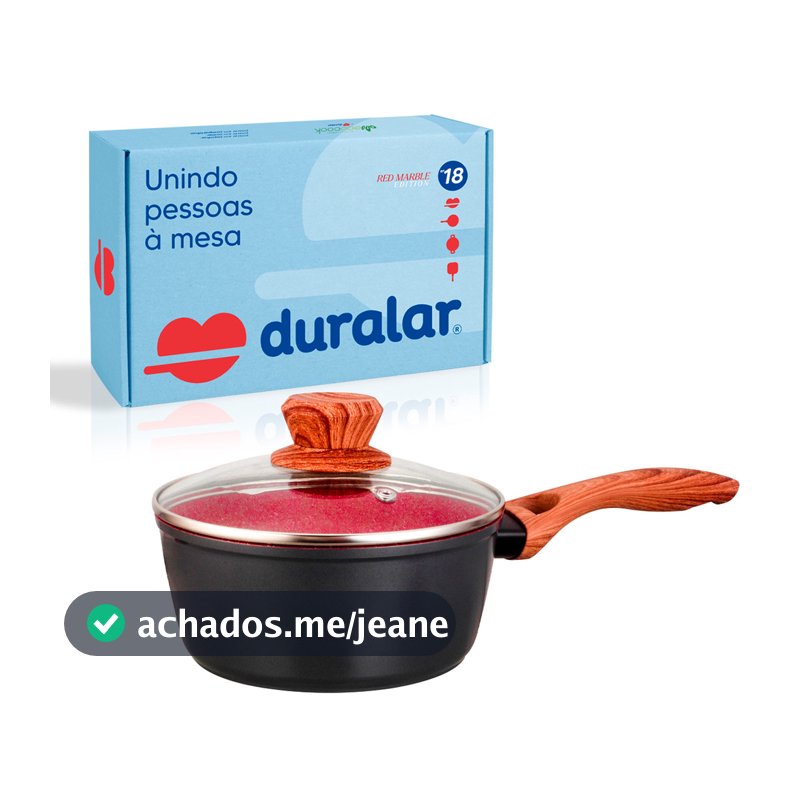 Panela Com Cabo Cerâmica Antiaderente N18 Red Marble Duralar