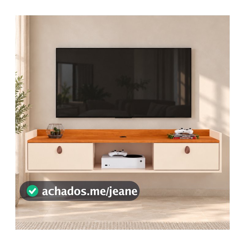 Rack Suspenso Sala Tv Home Decoração Sala Quarto nicho 2 Portas Aparador Painel TV 50 Polegadas