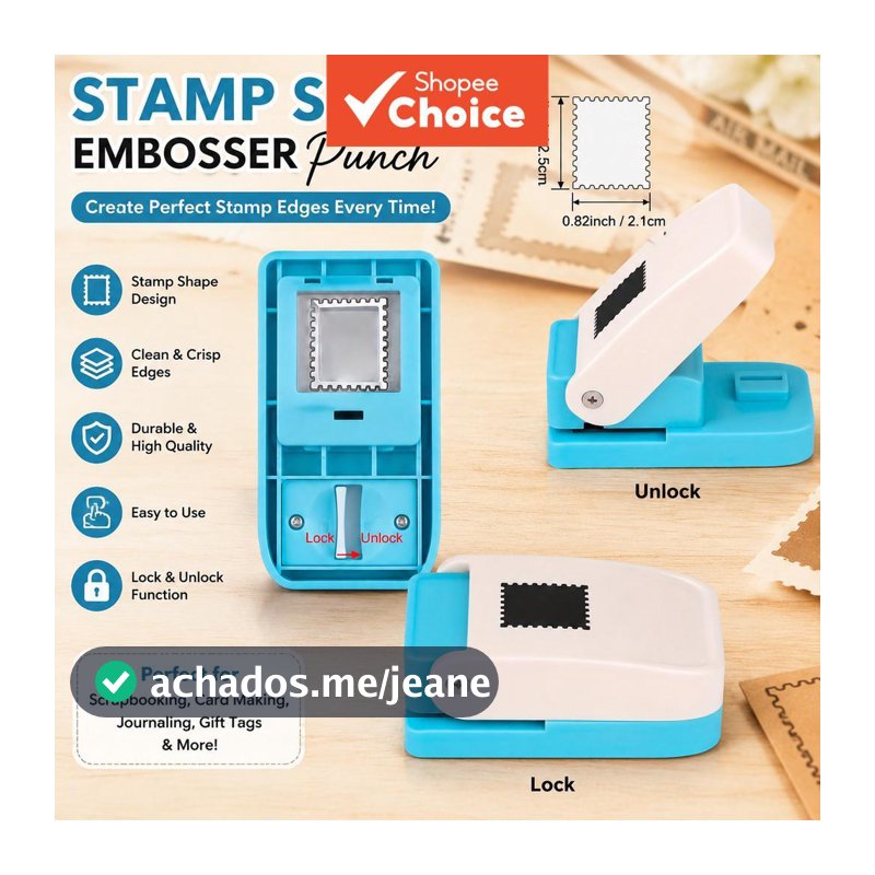 Furador de Artesanato em Formato de Selo de Ação de Alavanca 2,5×2,1 cm, Perfurador de Papel com Borda Retangular com