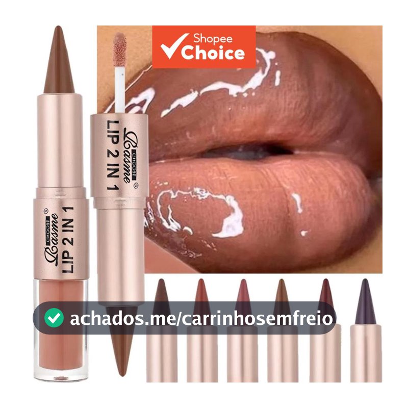 Lápis Labial 2 Em 1 Com Espelho E Brilho: Lápis Labial, À Prova D'água, Contorno Labial, Maquiagem Não Pegajosa
