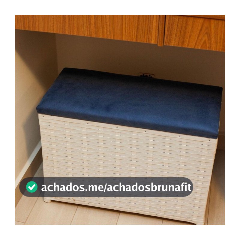 Puff Baú Organizador Fibra Sintética Assento Suede 80 Ltrs