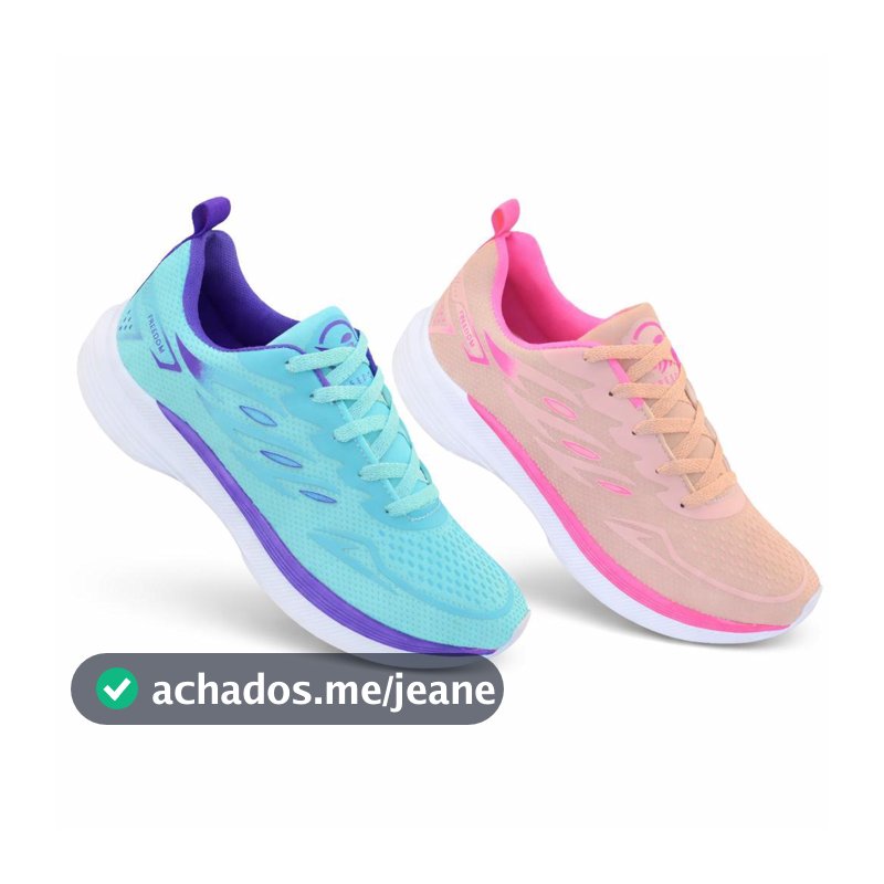 KIT  02 pares Tenis Feminino Escolar Academia Original FREEDOM Corrida Caminhada PROMOCAO ROSA PINK + VERDE AGUA