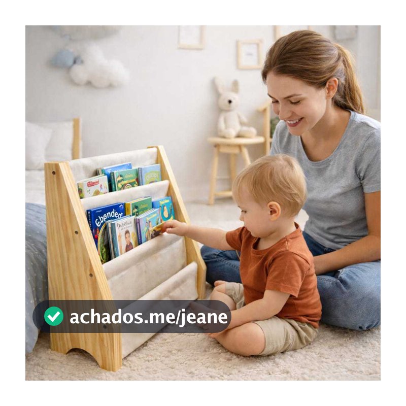 Mini Rack Porta Livros Montessori Infantil Livreiro Organizador Estante em Madeira (ref: S002)